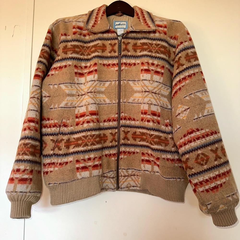 Vintage Pendleton Wool Bomber Jacket - Southwestern Pattern - Made in USA Size M